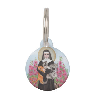 Médaillon Pour Animaux Nom seulement St Gertrude Patron des chats