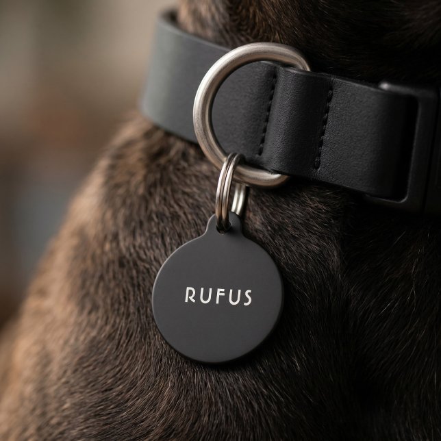 Médaillon Pour Animaux Noms de chiens personnalisés simples Noir Blanc (Simple Personalized Dogs Name Black White Pet ID Tag
by Ricaso. Add contact details to back)