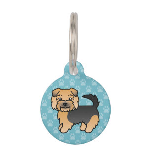 Médaillon Pour Animaux Norfolk Terrier noir et feu, Chien de dessin animé