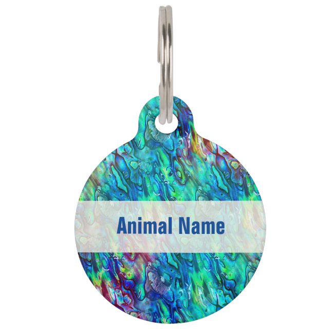 Médaillon Pour Animaux Nouvelle-Zélande Abalone Paua Shell Motif 1 (Devant)