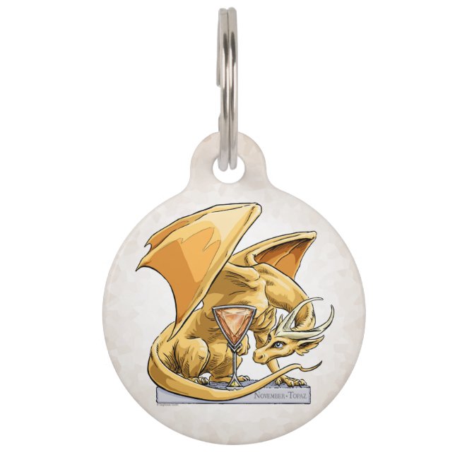Médaillon Pour Animaux Novembre Dragon en Pierre de naissance - Topaz (Devant)