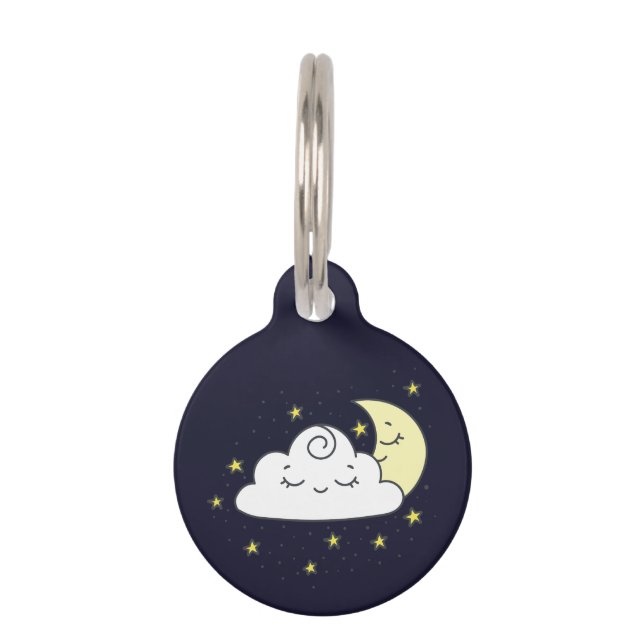 Médaillon Pour Animaux Nuage et lune (Devant)