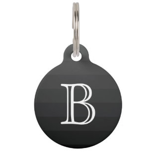 Médaillon Pour Animaux Nuances de gris noir Monogramme initial