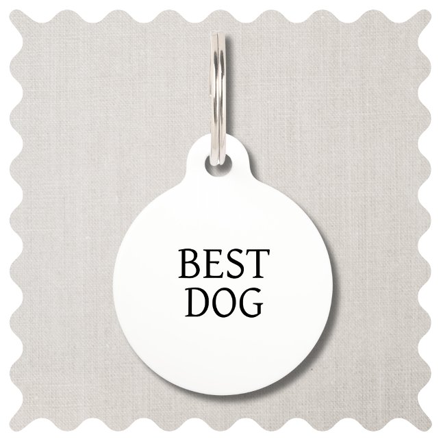 Médaillon Pour Animaux Numéro d'identification de l'animal de compagnie m (Modern Best Dog Wedding Pet ID Tag in White & Black. )