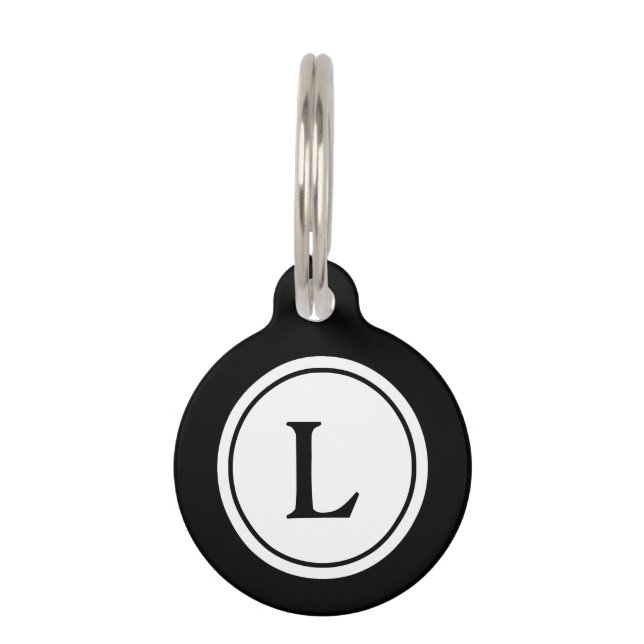 Médaillon Pour Animaux Numéro d'identification de l'animal - Noir avec mo (Devant)