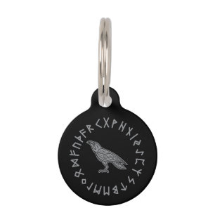 Médaillon Pour Animaux Odin Corbeau Corneille Mythologie Viking runes run