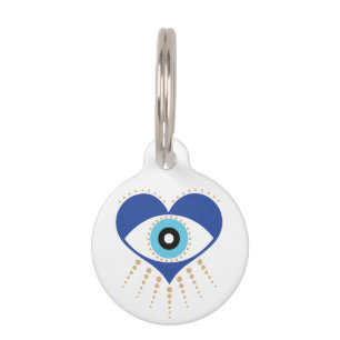 Médaillon Pour Animaux Oeil mal grec du coeur