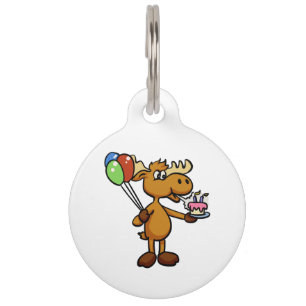 Médaillon Pour Animaux Oie avec ballon et gâteau choisir la couleur arr
