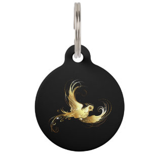 Médaillon Pour Animaux Oiseau d'or sur Arrière - plan noir