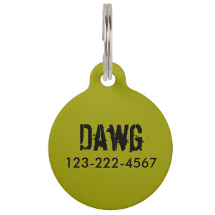 Médaillon Pour Animaux Olive Green Personnalisé Chien Tag Dawg Ajouter No
