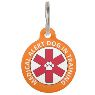 Médaillon Pour Animaux Orange Médicale Alert Dog en formation