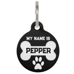 Médaillon Pour Animaux Os blanc de chien   Personnaliser 