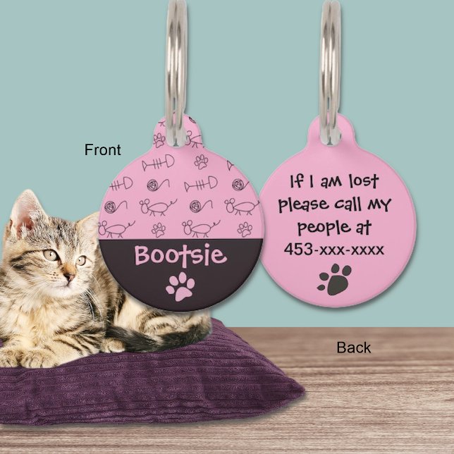 Médaillon Pour Animaux Os de poisson et souris de chat (Créateur téléchargé)