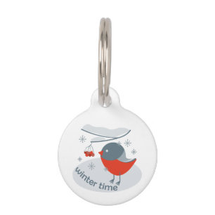 Médaillon Pour Animaux Ours d'hiver et baies de raies rouges