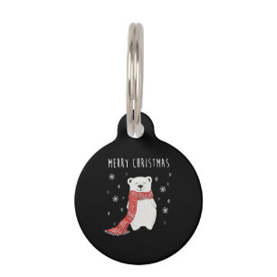 Médaillon Pour Animaux Ours polaire mignon Joyeux Noël Noël