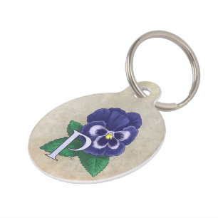 Médaillon Pour Animaux P pour le monogramme floral d'alphabet de pensée