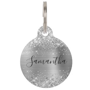 Médaillon Pour Animaux Pailleté scintillant feuille d'argent