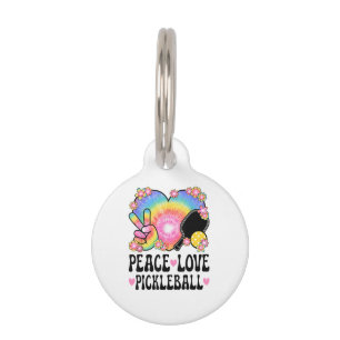 Médaillon Pour Animaux Paix Amour Pickleball