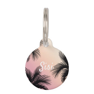 Médaillon Pour Animaux Palmettes tropicales de poussin de rose d'ombre
