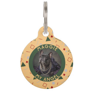 Médaillon Pour Animaux Papa Chat Élégant sur Mesure Thème Memphis