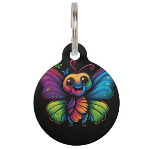 Médaillon Pour Animaux Papillon arc-en-ciel