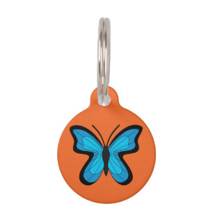 Médaillon Pour Animaux Papillon Bleu Ajouter un nom