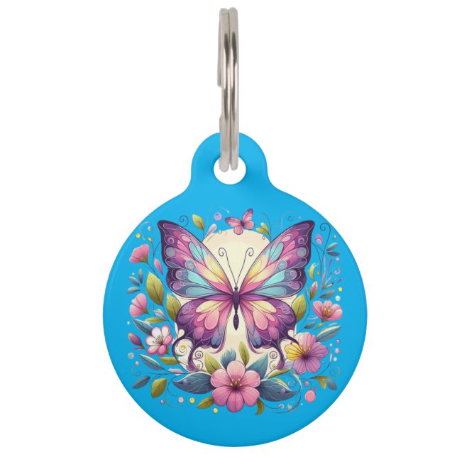 Médaillon Pour Animaux Papillon mignon et coloré (Devant)