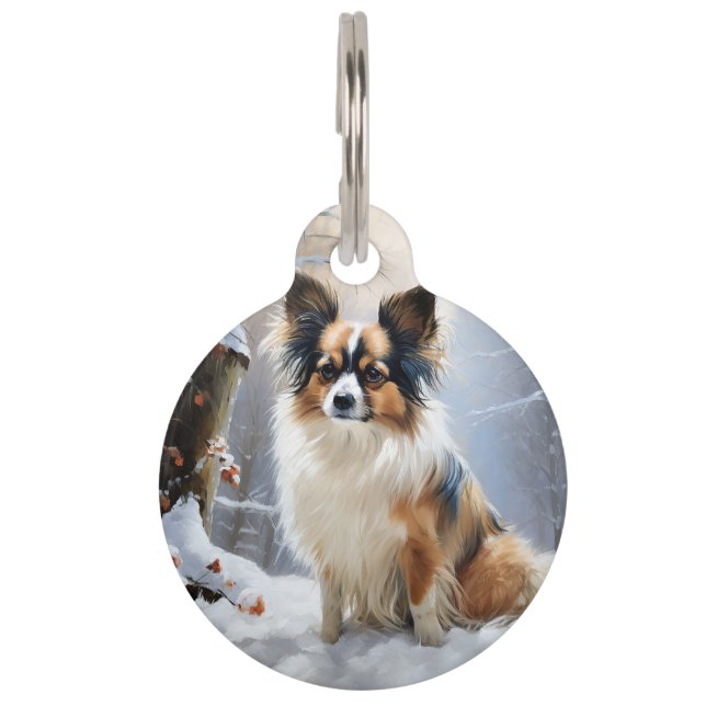 Médaillon Pour Animaux Papillon Noël enneigé Christmas (Devant)