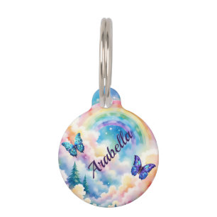 Médaillon Pour Animaux Papillons magiques et couleurs arc-en-ciel