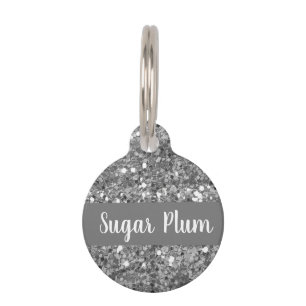 Médaillon Pour Animaux Parties scintillant d'argent Glam Pet Chien Chat P