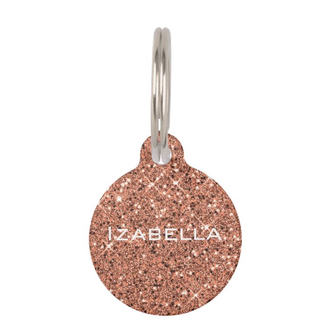 Médaillon Pour Animaux Parties scintillant rose Gold Sparkle personnalisé (Devant)