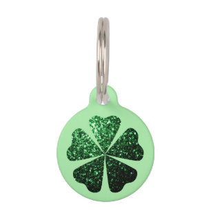 Médaillon Pour Animaux Parties scintillant vert foncé brillant Shamrock C