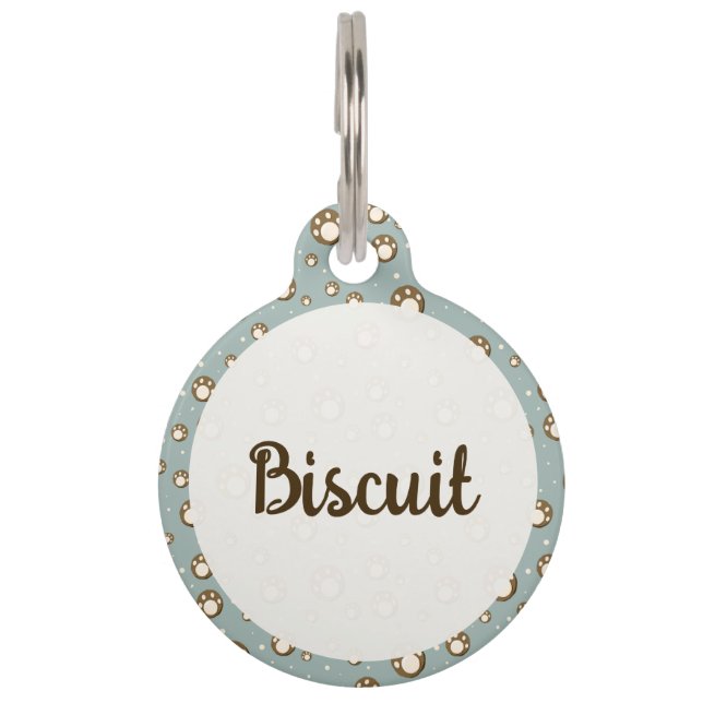 Médaillon Pour Animaux Pâtes de biscuits à empreintes de pattes motif mon (Devant)