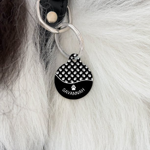 Médaillon Pour Animaux Pâtes de Chien Noir Et Blanc Classé Motif & Nom