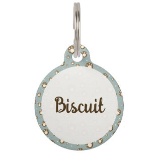 Médaillon Pour Animaux Pâtisseries Empreintes de Patte Motif Vert Monogra