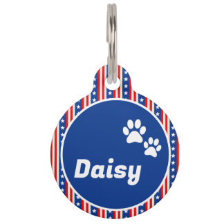 Médaillon Pour Animaux Pattes Drapeau USA Patriotique