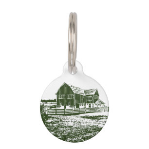 Médaillon Pour Animaux Paysage rural maison de ferme de style coupe