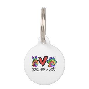 Médaillon Pour Animaux Peace Love Chiens Paws Tie Dye Rainbow Animal Resc