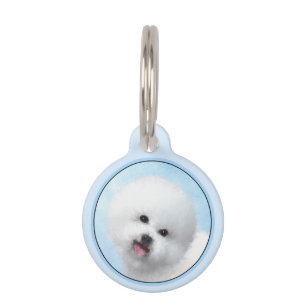 Médaillon Pour Animaux Peinture de Bichon Frise - Cute Original Dog Art