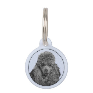 Médaillon Pour Animaux Peinture de caniche Miniature Jouet noir Art origi