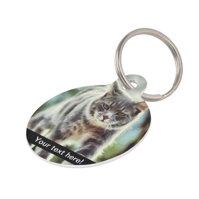 Médaillon Pour Animaux Peinture de chat (Côté )