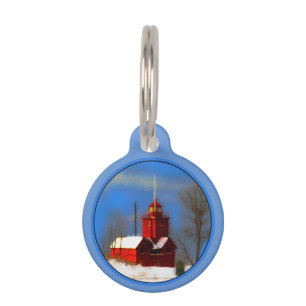 Médaillon Pour Animaux Peinture de phare rouge - Art original