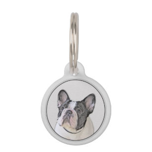 Médaillon Pour Animaux Peinture française de Bulldog (Pied de broche) - A