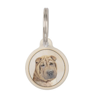 Médaillon Pour Animaux Peinture Shar Pei - Cute Original Chien Art