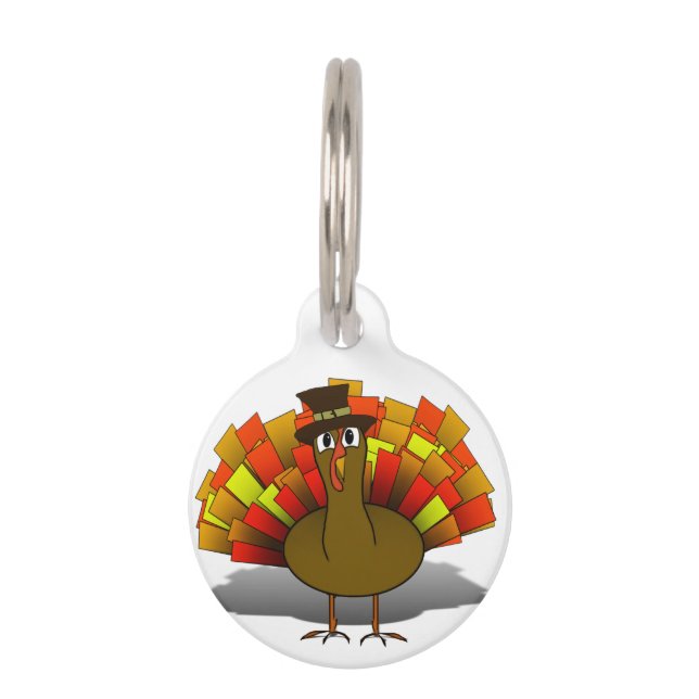 Médaillon Pour Animaux Pèlerin de Turquie Thanksgiving (Devant)