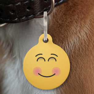 Médaillon Pour Animaux Pendentif avec visage souriant aux yeux souriants