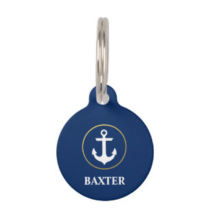 Médaillon Pour Animaux Pendentif Chien Bleu Ancre Nautique Or - Téléphone