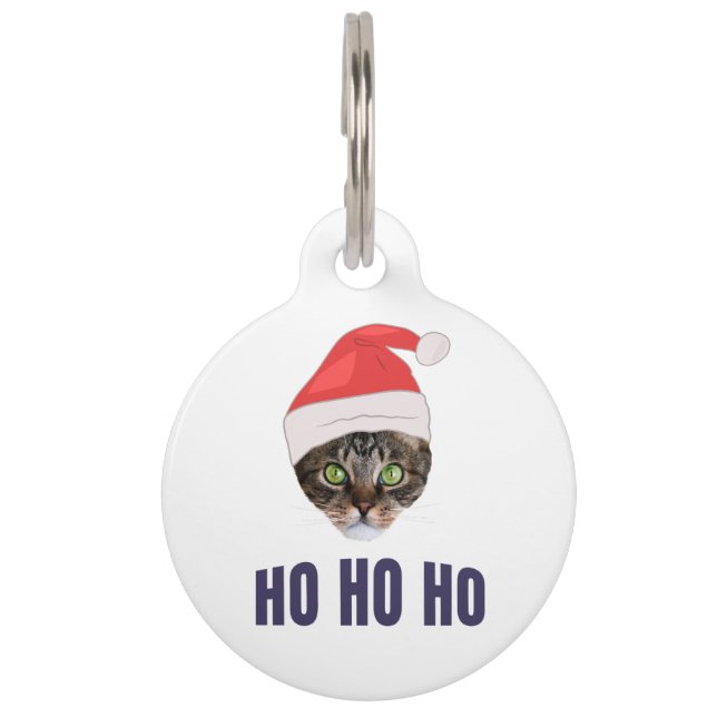 Médaillon Pour Animaux Père Noël Chat avec Santa hat, Ho Ho ho Squa d'inv (Devant)