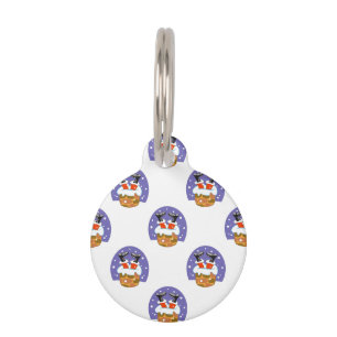 Médaillon Pour Animaux Père Noël dans cheminée, neige, Noël, Nouvel An
