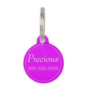 Médaillon Pour Animaux Personalised Round Pet Tag - Bright Pink